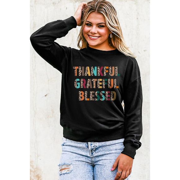 Azura Exchange  Black Leopard TANKFUL GRATEFUL BLESSED Graphic Sweatshirt - Picture 3 of 8